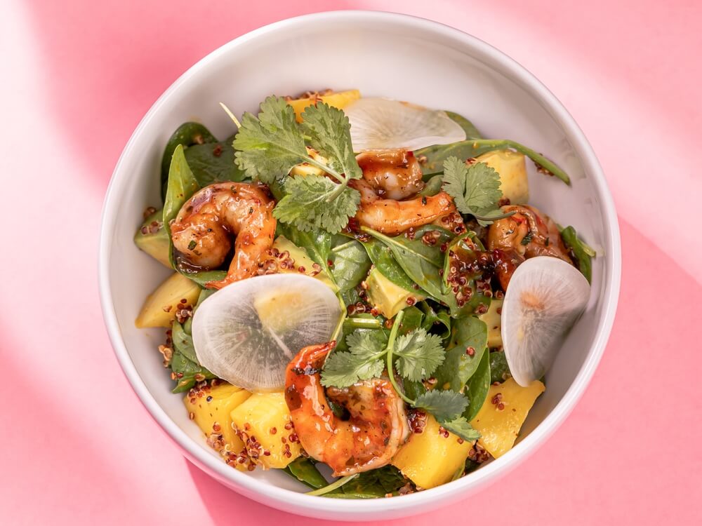 Sałatka z grillowanymi krewetkami w sosie Teriyaki